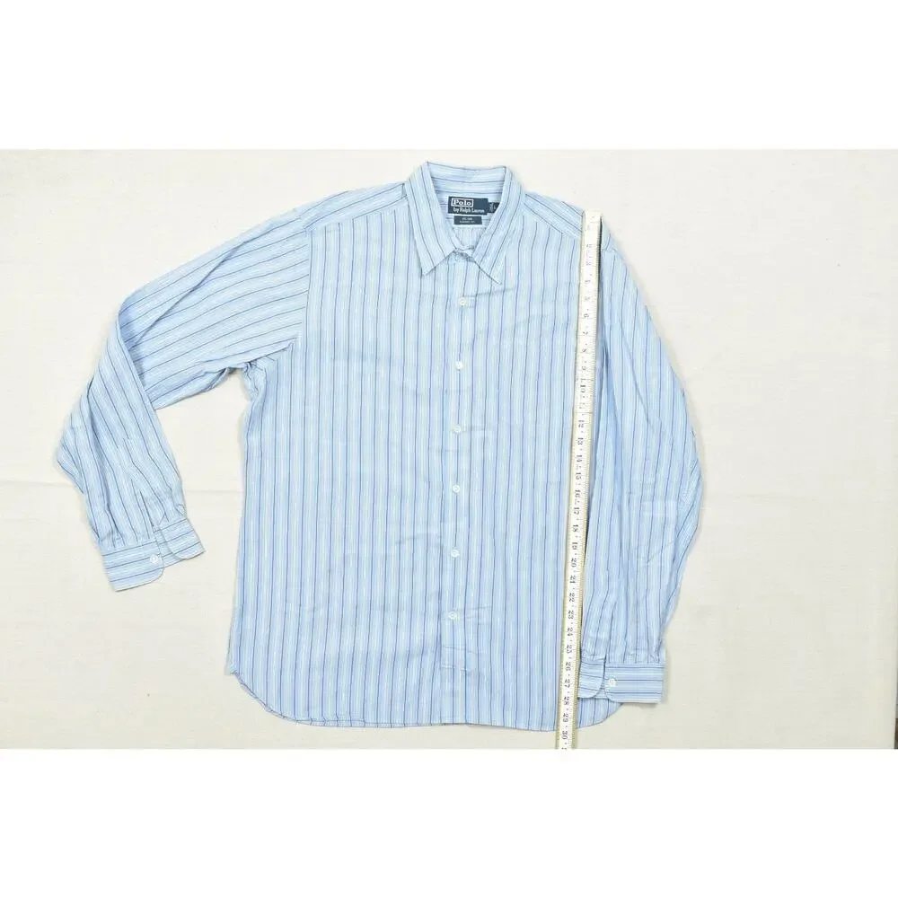 Polo Ralph Lauren Nelson Classic Fit Men's L Large Blue White Striped Long Sleev